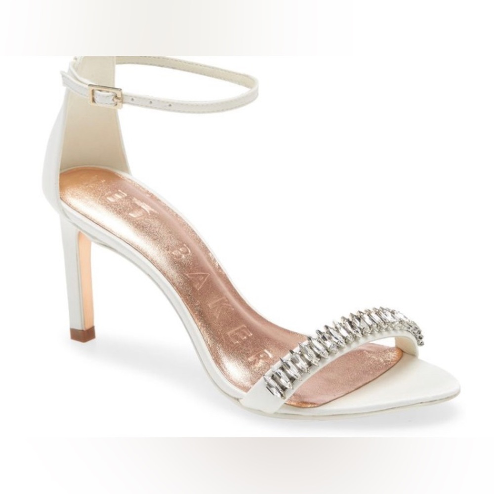 Ted Baker London Saralia Crystal Embellished Ankle Strap Sandal | Ivory | Size 6